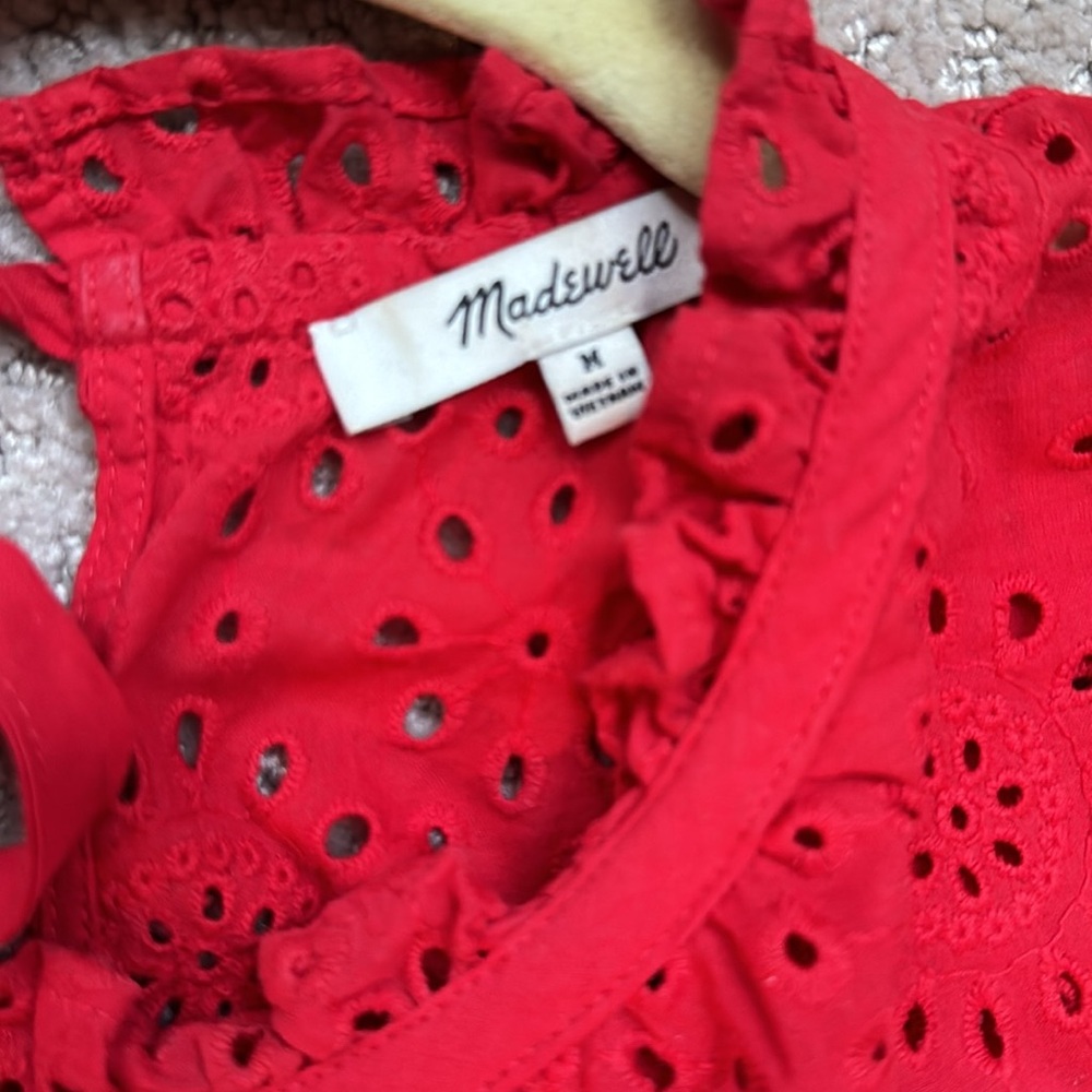 Madewell Red Eyelet Top - Picture 3 of 4
